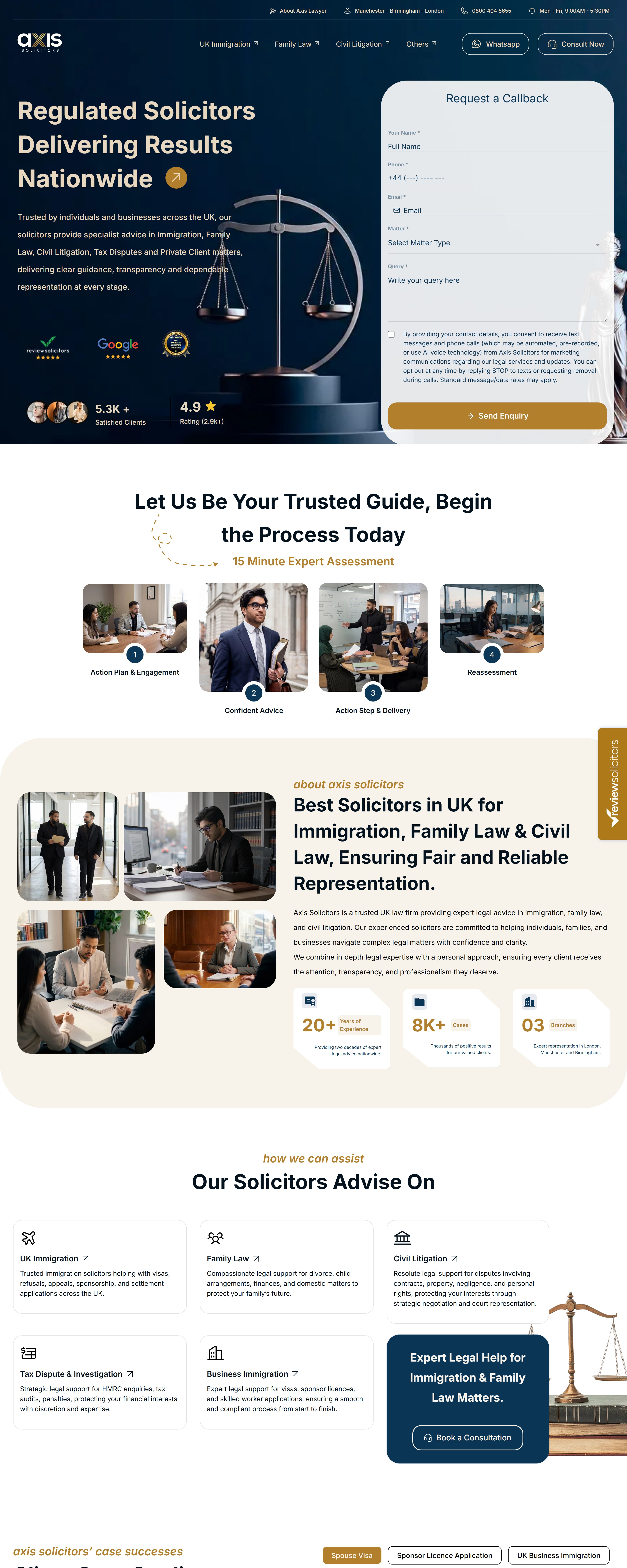 Axis Solicitors website screenshot