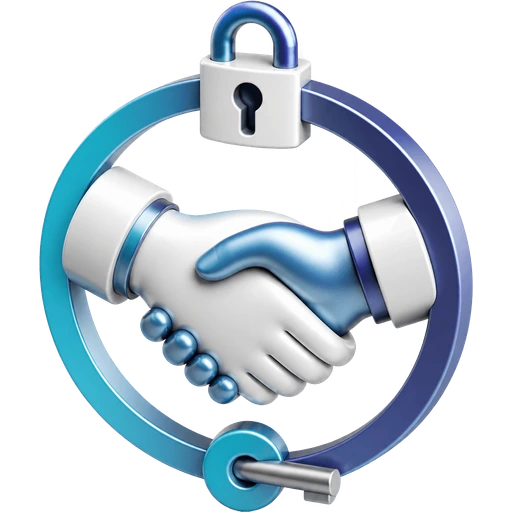 3D handshake locked in a trust ring