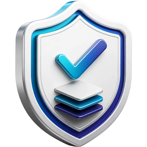 3D verified expertise shield with checkmark